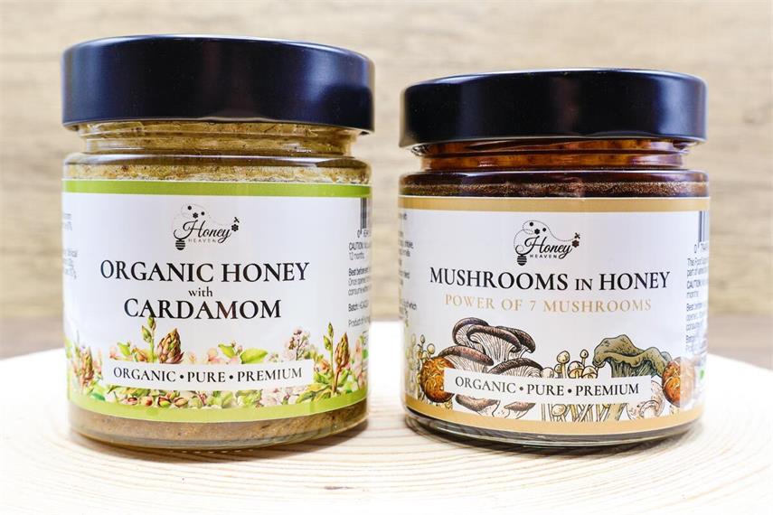 Jar Labels on Premium Mushroom Honey Jar