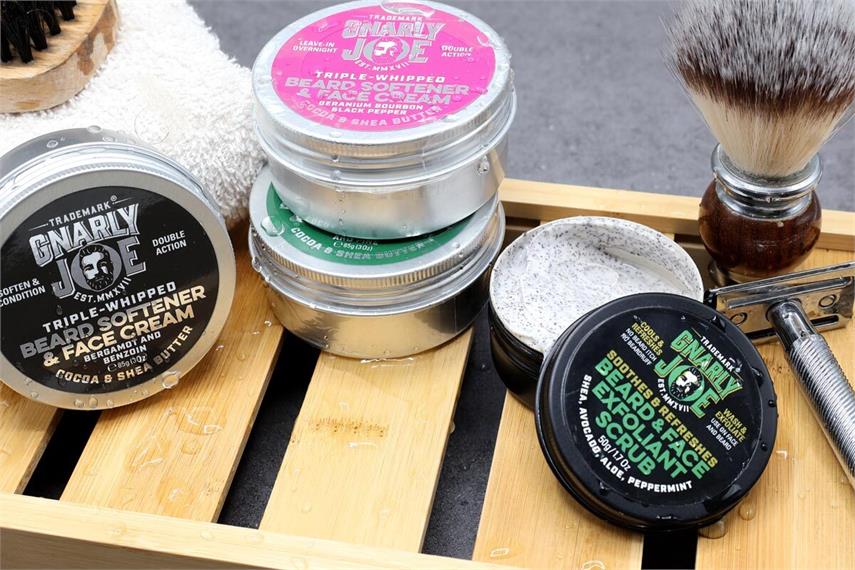 Vinyl labels for Gnarly Joe beard care grooming products