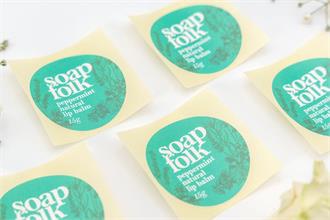 Individually cut round labels for soap folk