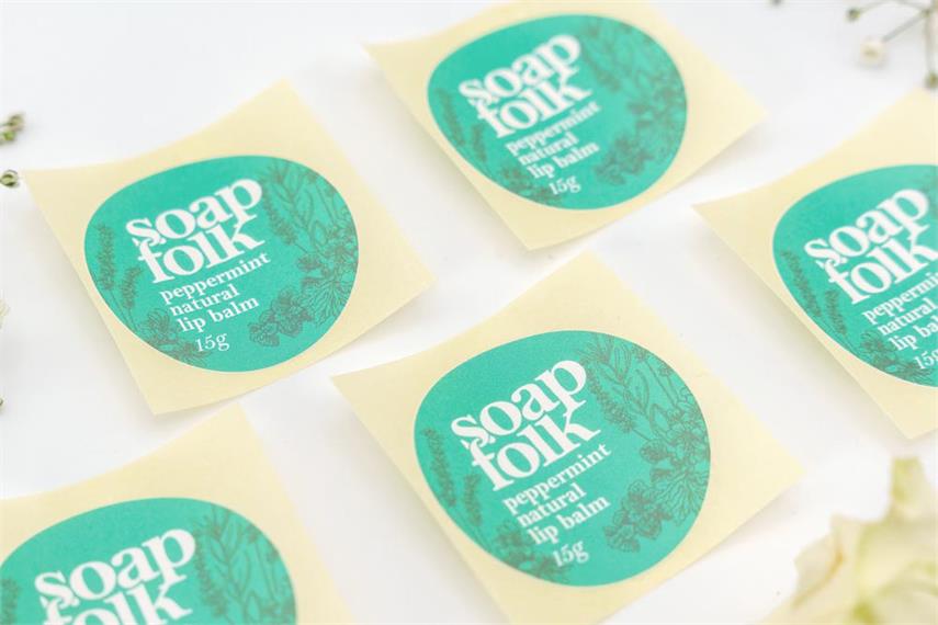 Individually cut round labels for soap folk