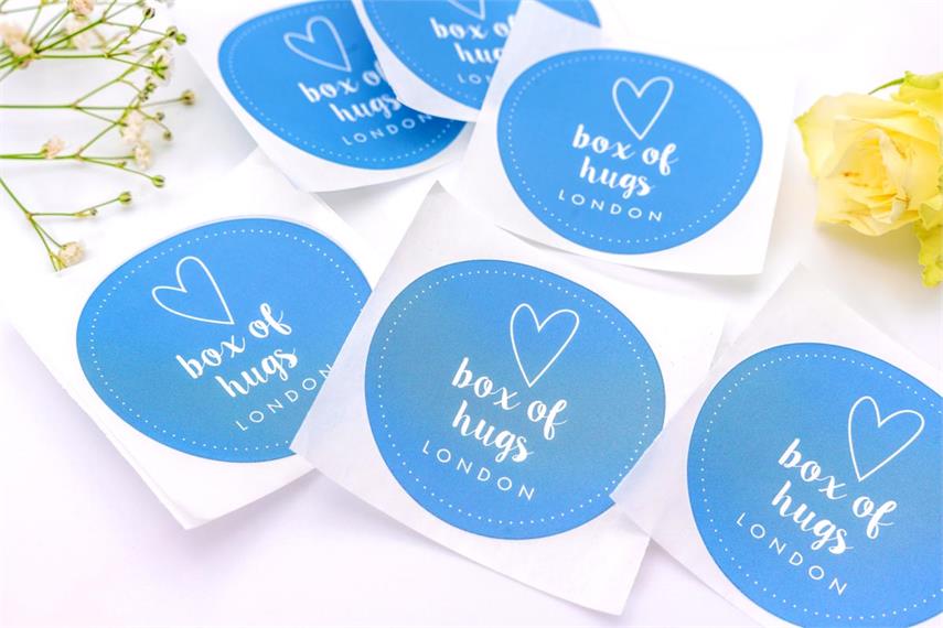 Circle Labels on sheets for box of hugs