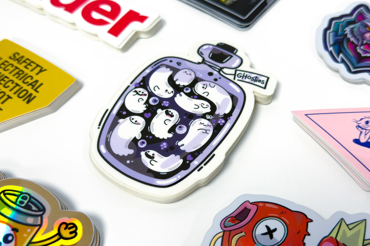 Custom die cut stickers printed as individual cut-out